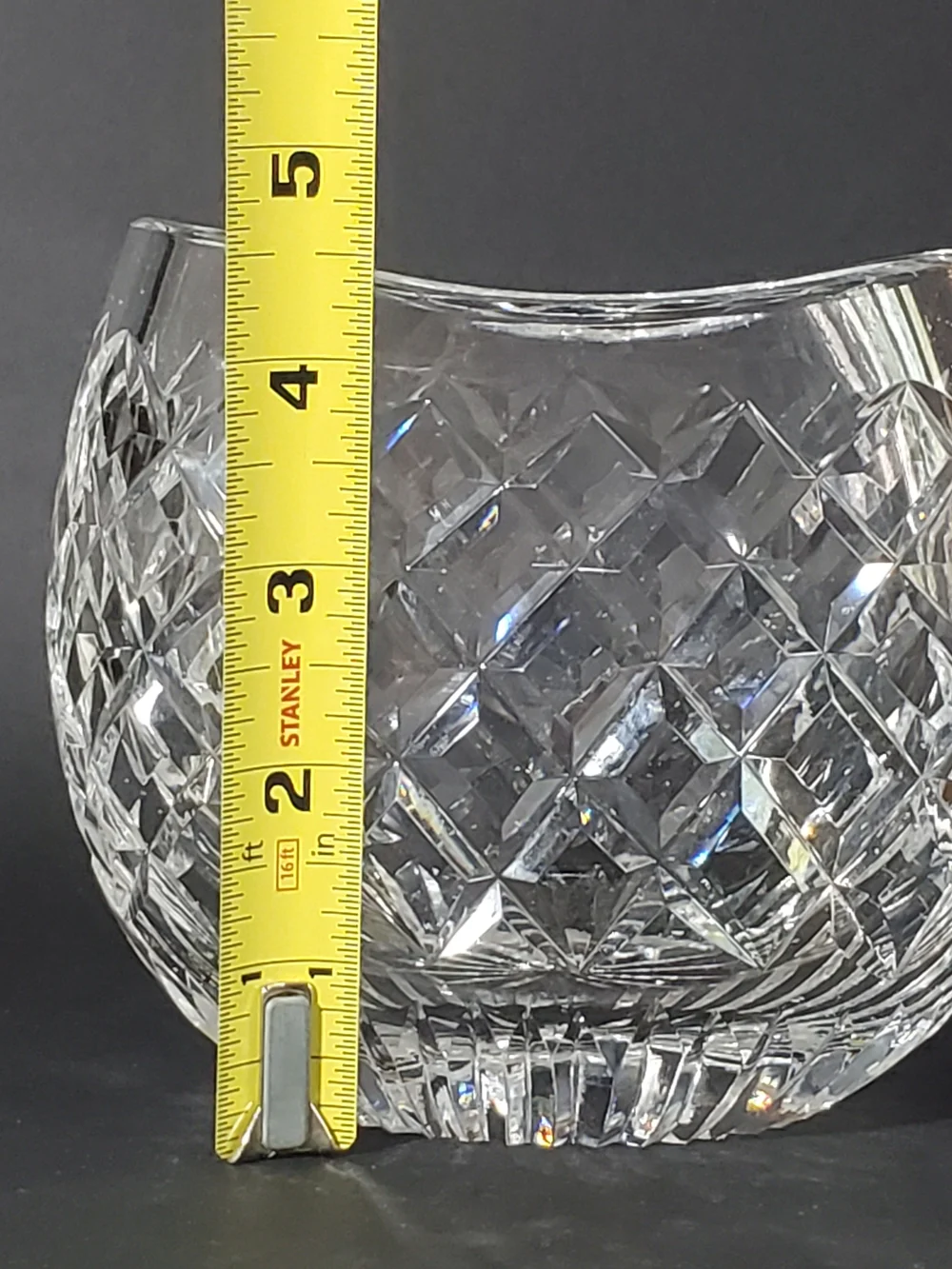 Waterford Vintage Crystal Vase in the Comeragh Pattern & Scooped Rim
